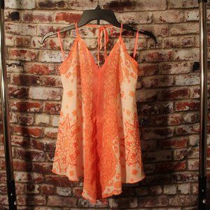 Boho Coral Sheer Halter Top